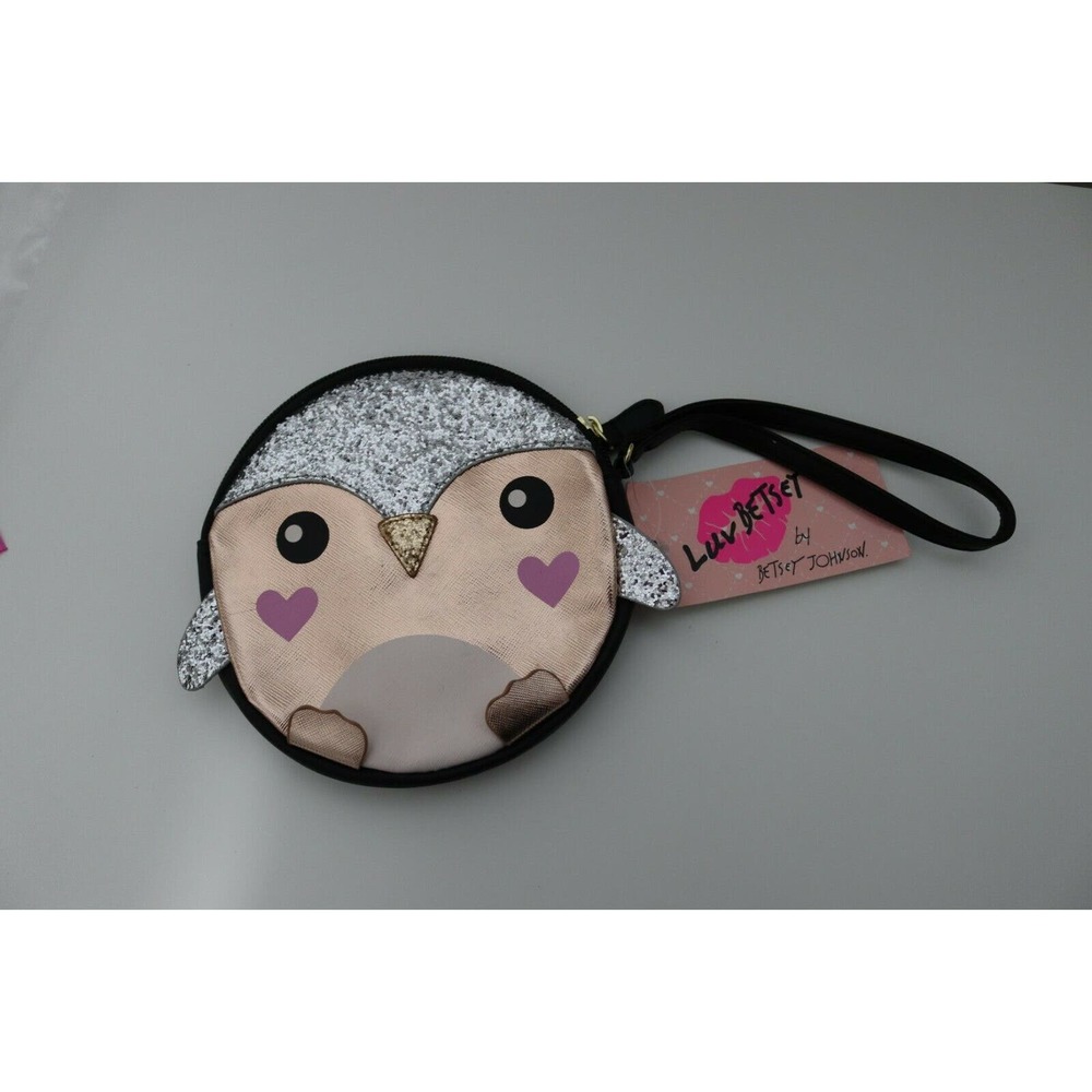 Luv Betsey Coin Wallet Penguin Wristlet PU Leather About 6 inches